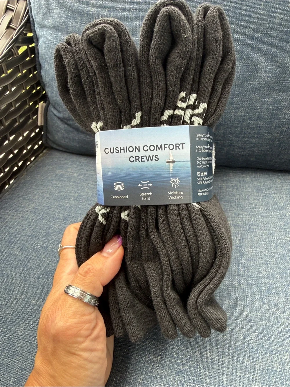 Sperry Crew Socks Pack in Black and Gray
